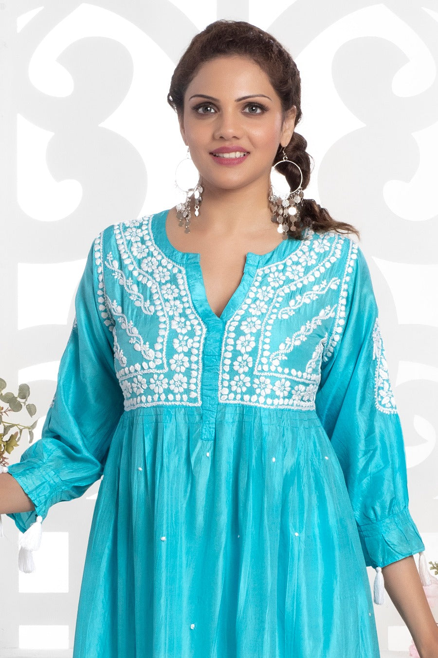 Mehak Chikankari Silk Short Dress