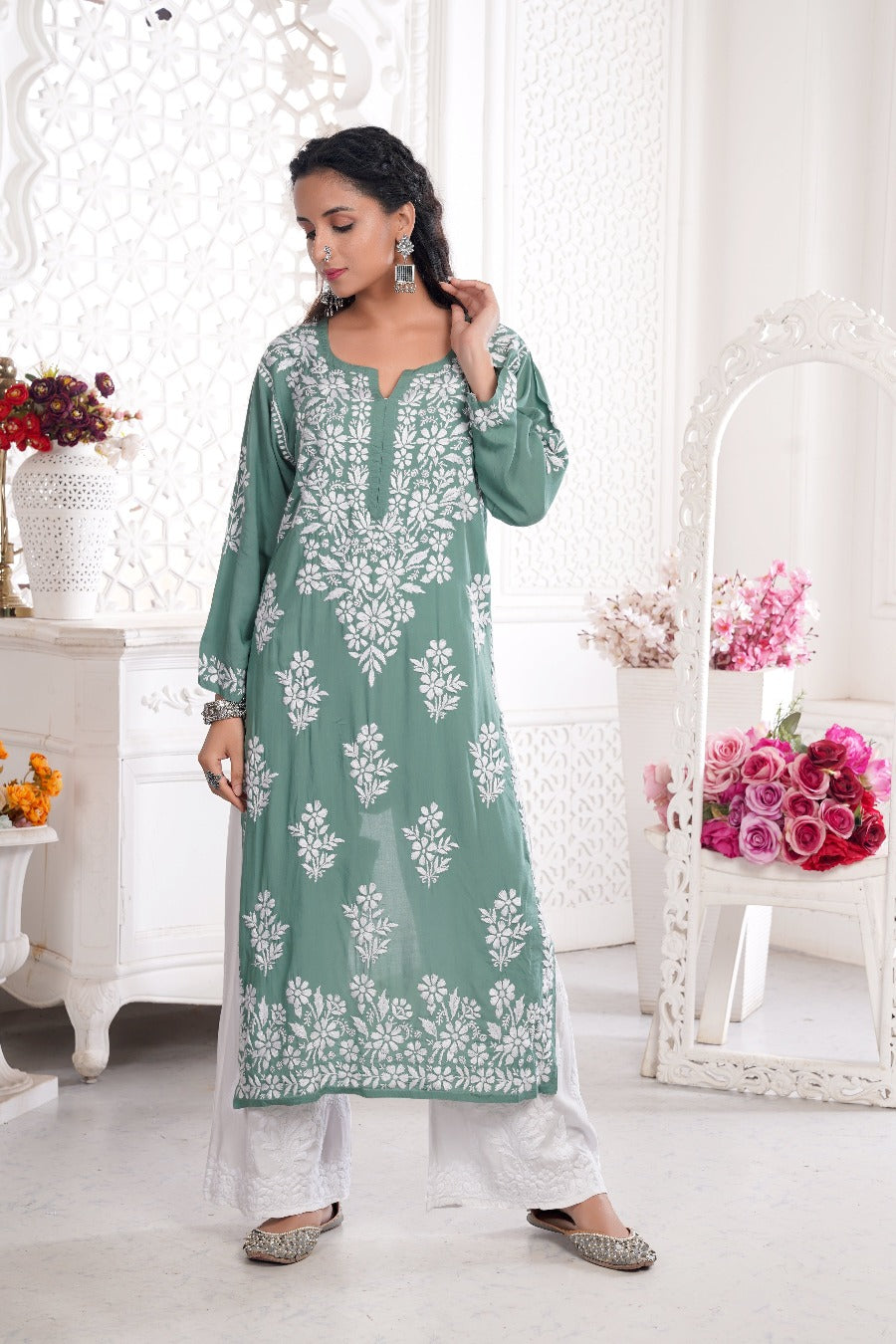 Meher Chikankari Modal Kurti