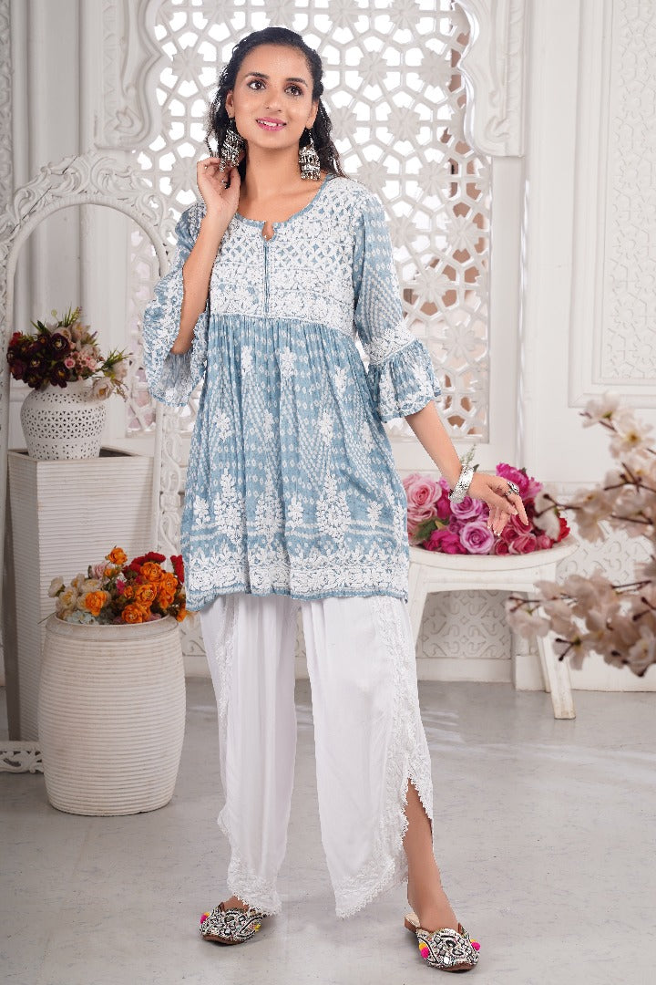 Fariah Chikankari Muzlin Short Dress