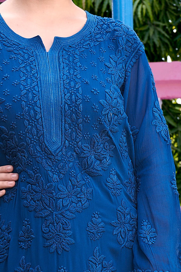 Mashal Viscose Chikankari Straight Kurti