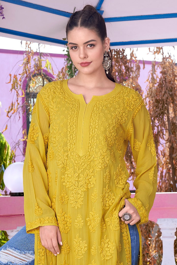 Mashal Viscose Chikankari Straight Kurti