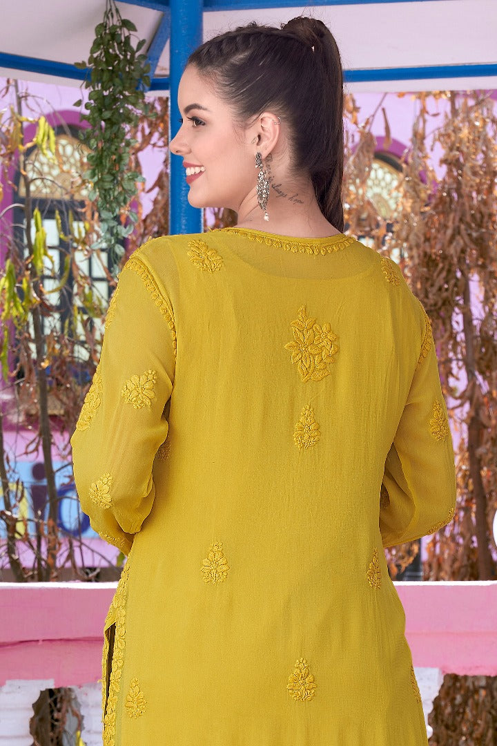 Mashal Viscose Chikankari Straight Kurti