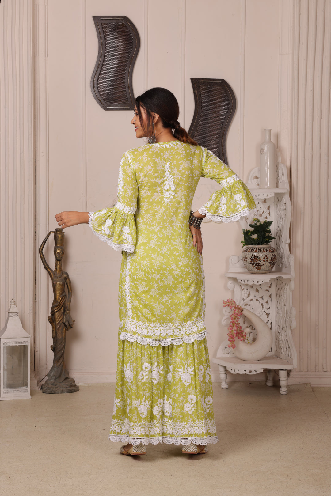 Fiza Chikankari Mul Gharara Set