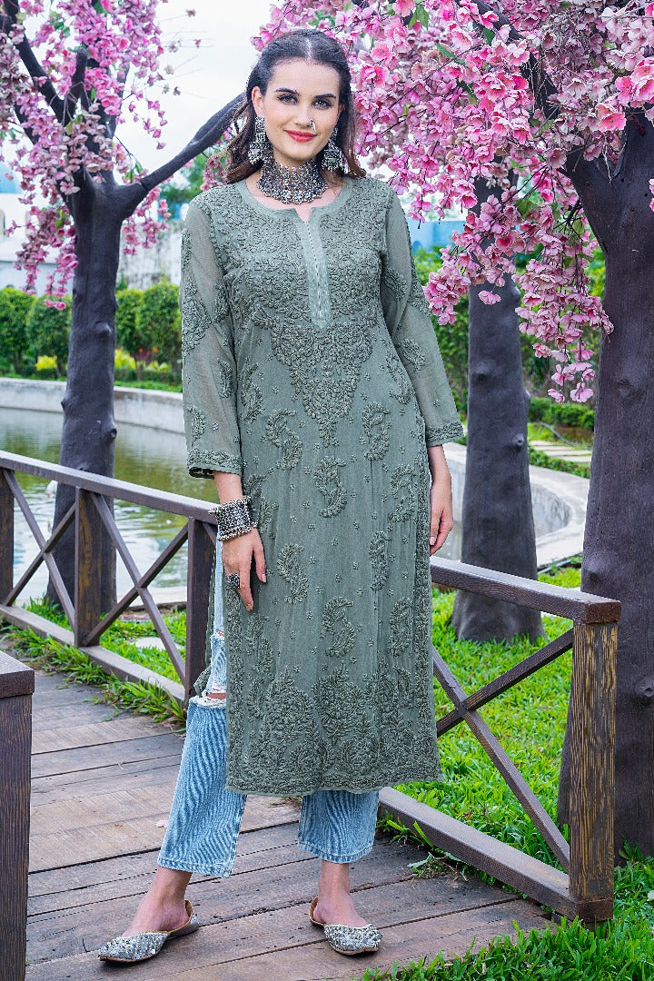 Qisrah Chikankari Viscose Kurti