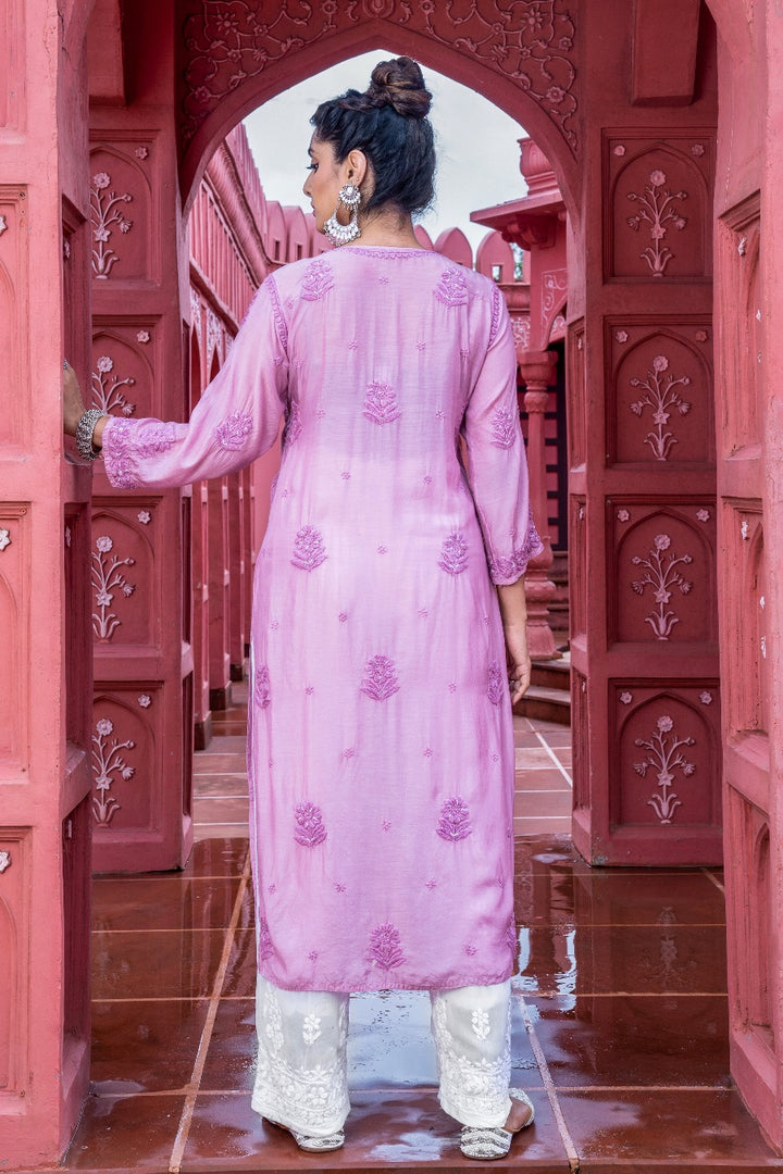 Eshaal  Chikankari Muzlin Pearl Work Kurti