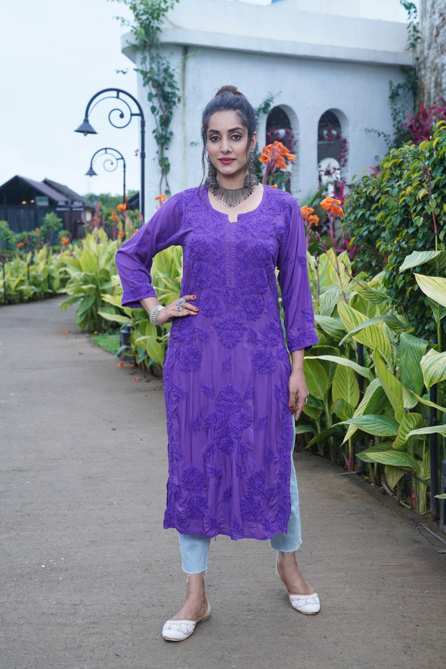 Fida  Chikankari Modal Heavy Kurti