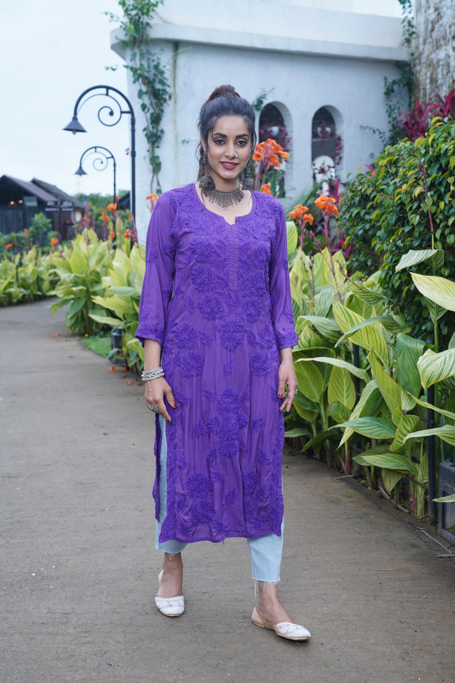 Fida  Chikankari Modal Heavy Kurti