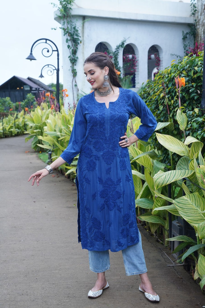 Fida  Chikankari Modal Heavy Kurti