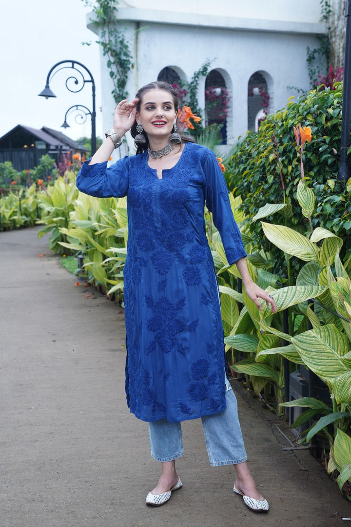 Fida  Chikankari Modal Heavy Kurti