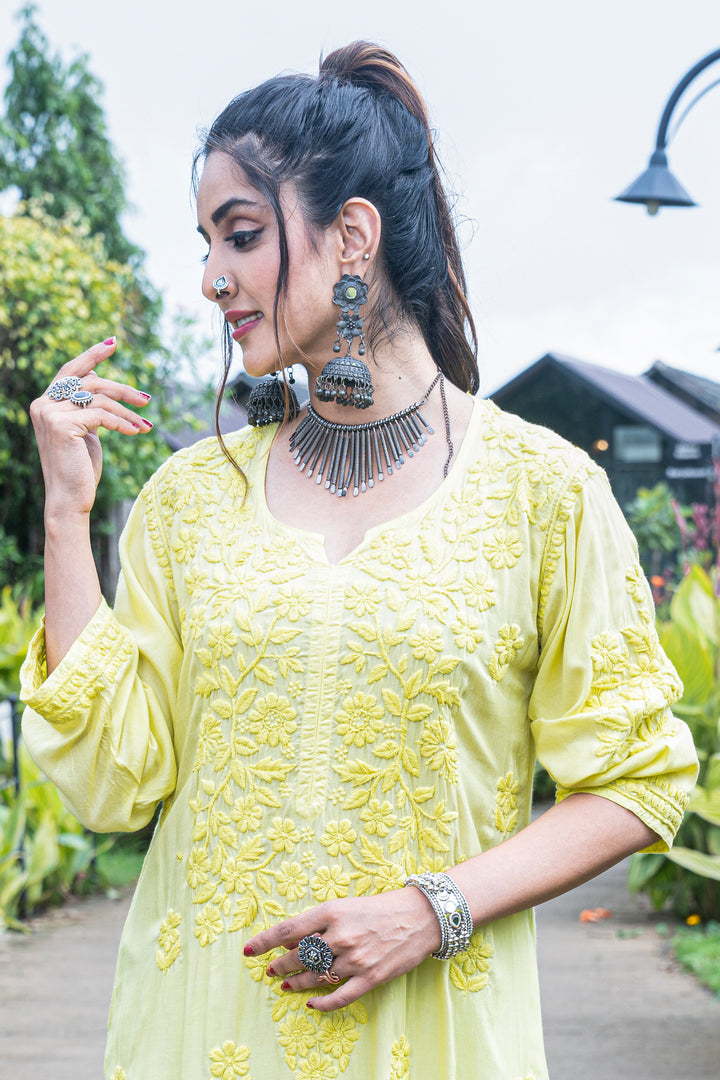 Fauzia Chikankari Modal Kurti