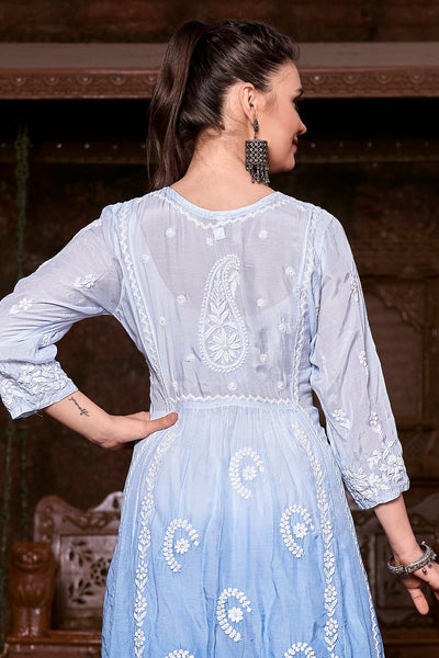 Zoya Chikankari Muzlin Shaded Dress