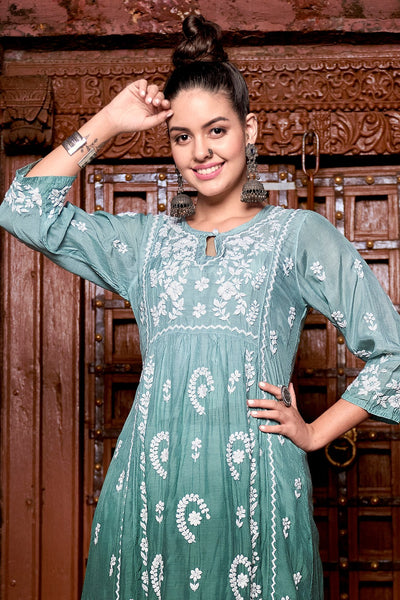Zoya Chikankari Muzlin Shaded Dress
