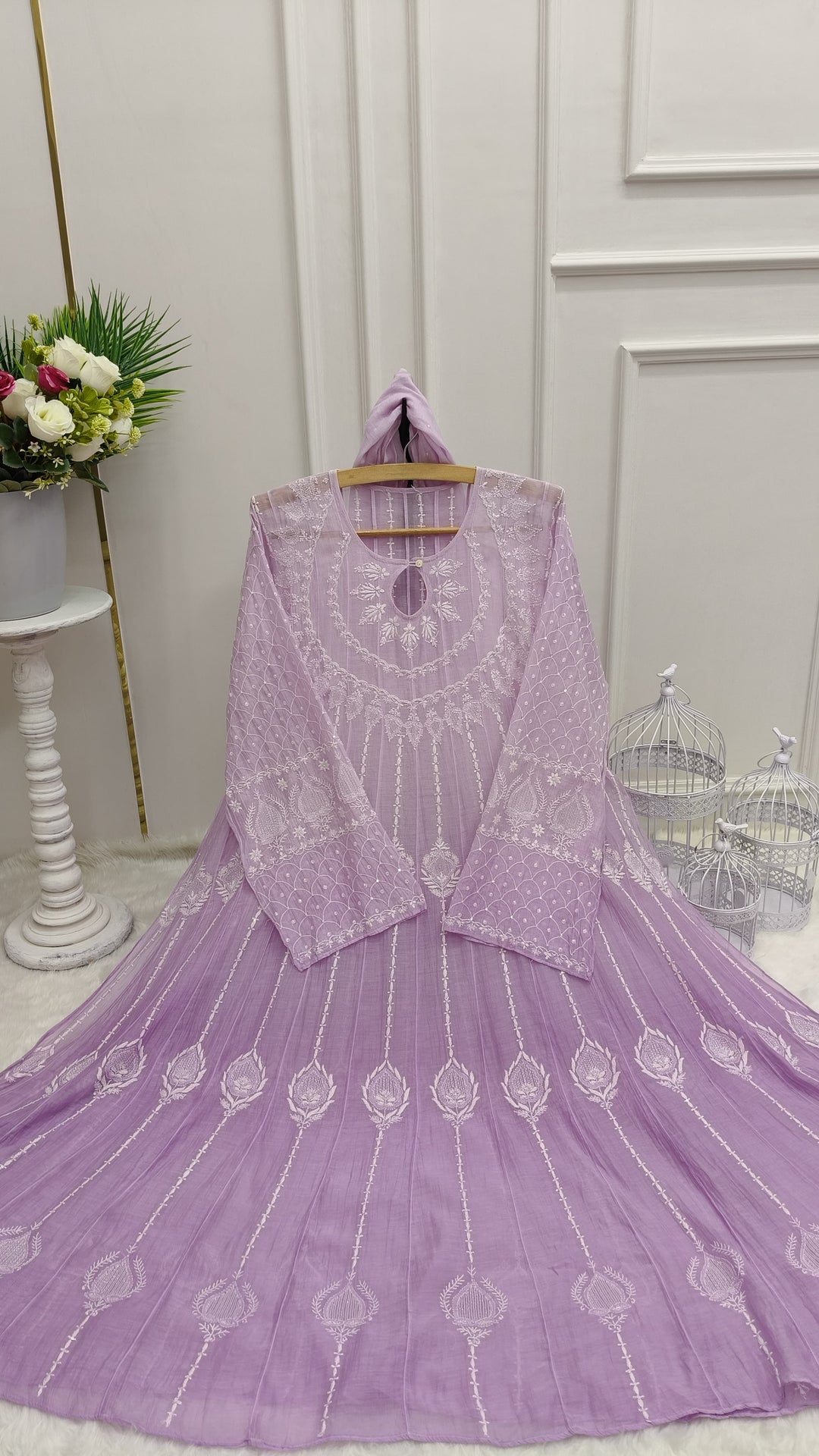 Unstitched Mul Chanderi Dress