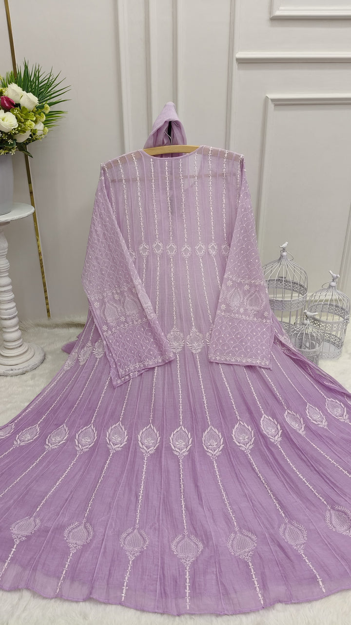 Unstitched Mul Chanderi Dress