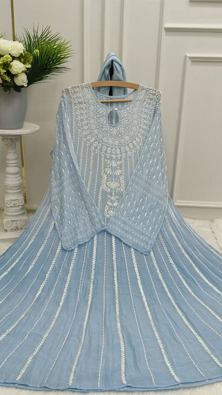 Unstitched Mul Chanderi Dress