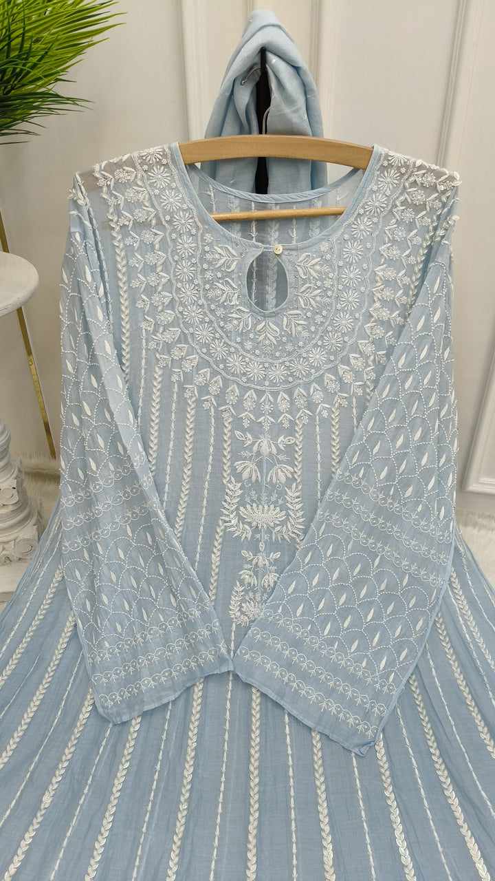 Unstitched Mul Chanderi Dress