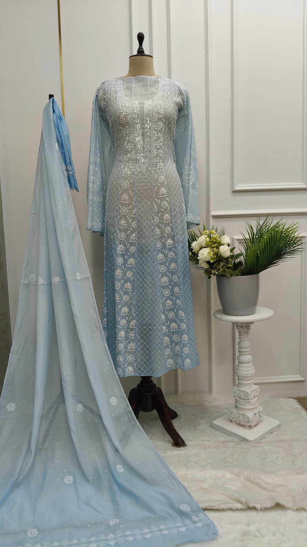 Unstitched Mul Chanderi Anarkali Dress