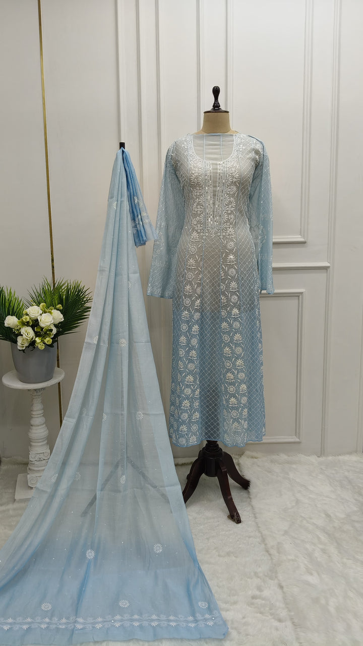 Unstitched Mul Chanderi Anarkali Dress