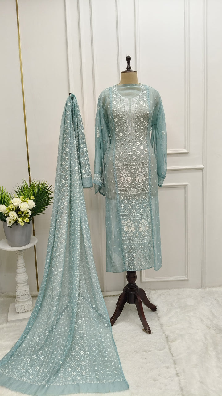 Unstitched Mul Chanderi Straight Kurti