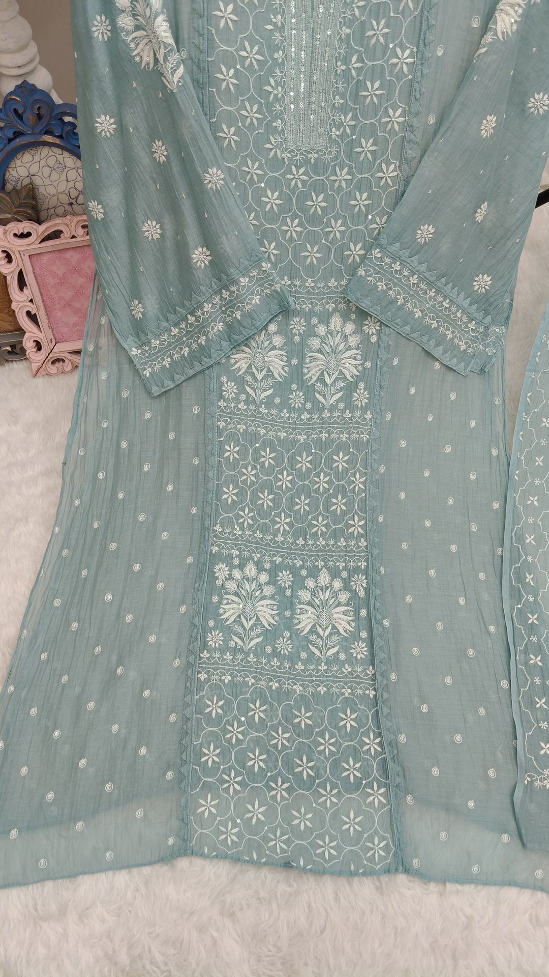 Unstitched Mul Chanderi Straight Kurti