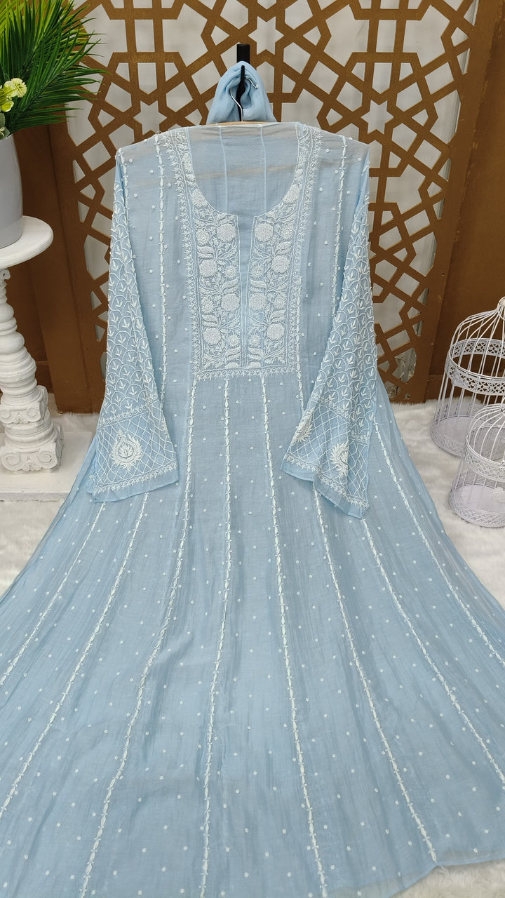 Unstitched Mul Chanderi Anarkali Dress