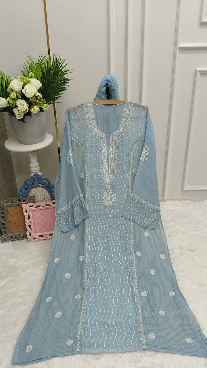 Unstitched Mul Chanderi Straight Kurti