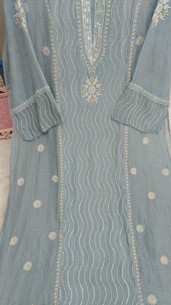 Unstitched Mul Chanderi Straight Kurti