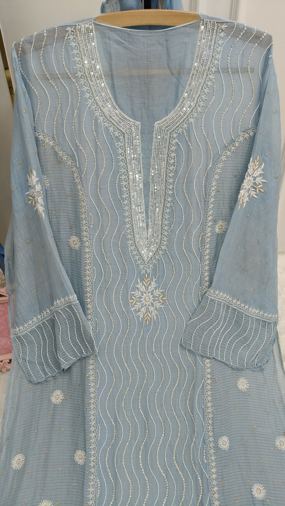 Unstitched Mul Chanderi Straight Kurti