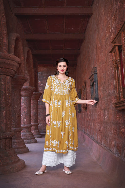 Asma Chikankari Modal Satin Long Dress