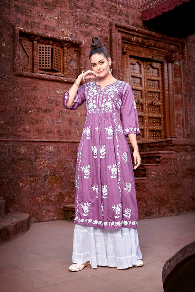 Asma Chikankari Modal Satin Long Dress
