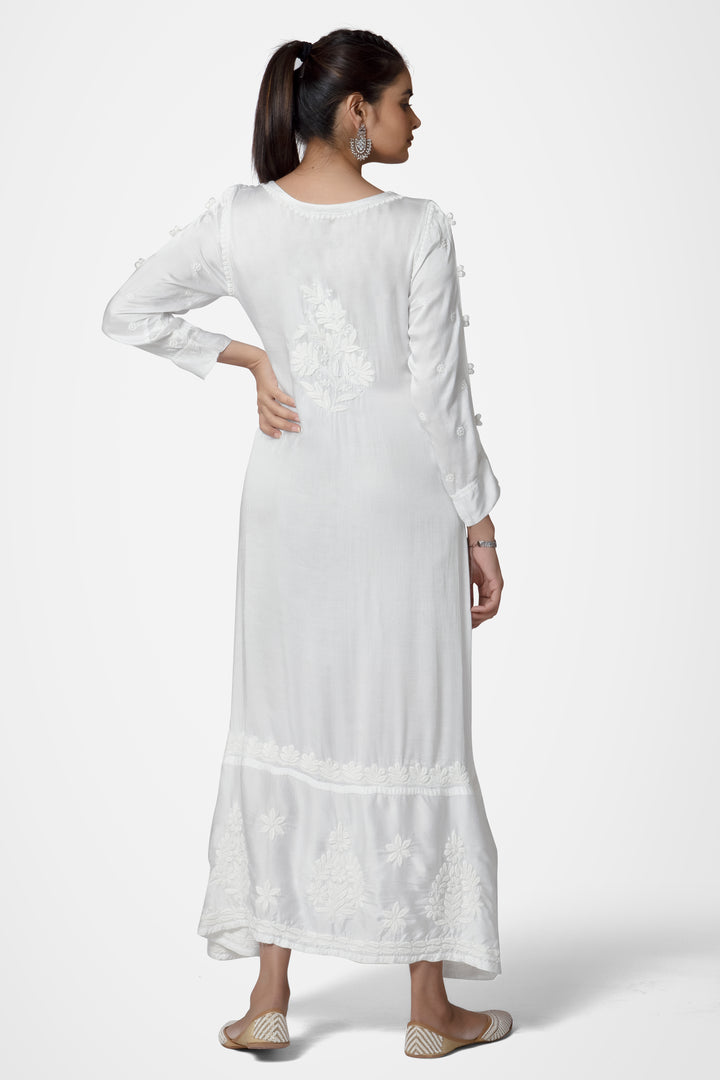 Sadah White Modal Satin Ombre Dress