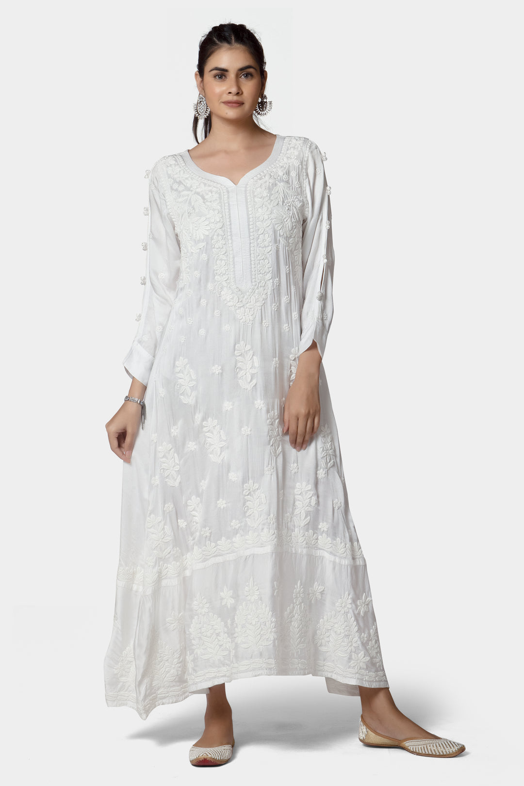 Sadah White Modal Satin Ombre Dress