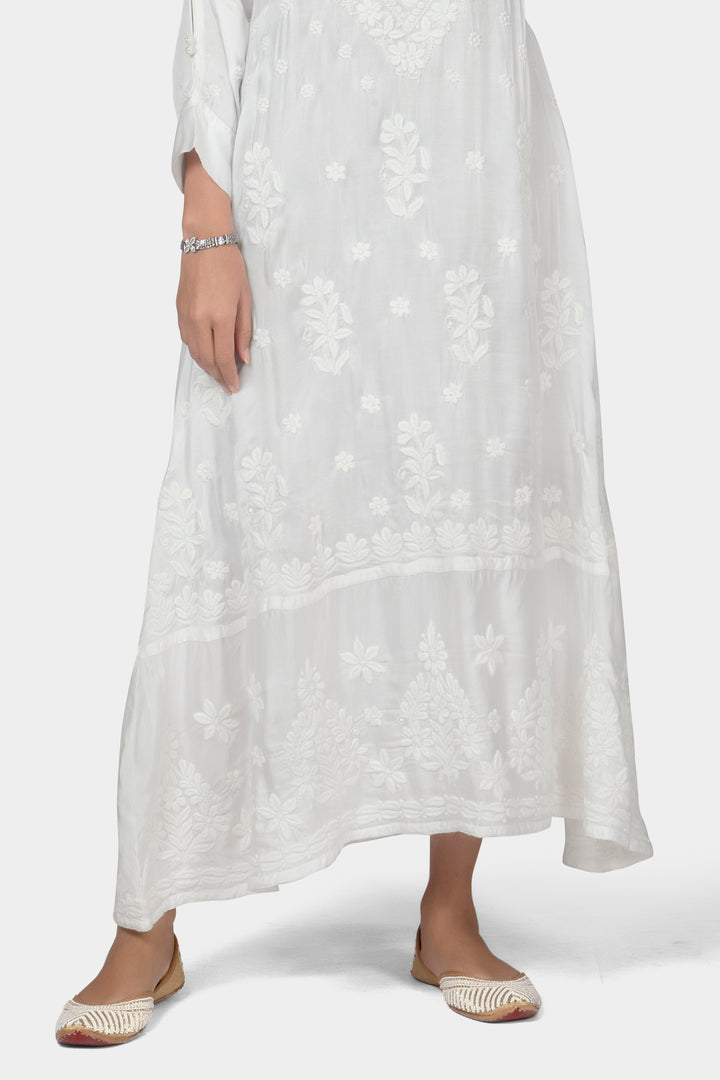 Sadah White Modal Satin Ombre Dress