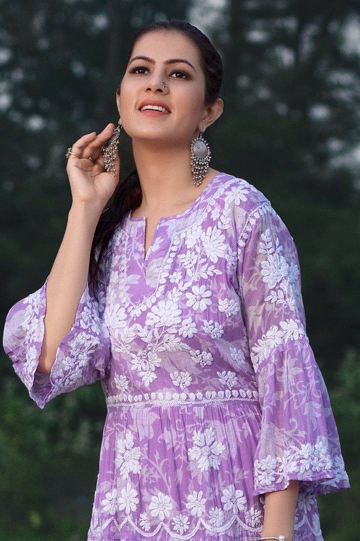 Talat  Chikankari Mul Layered Dress