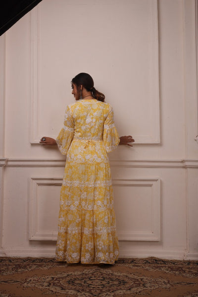 Nayyab Chikankari Mul Layered Dress