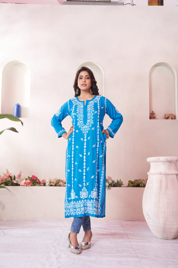 Imaan Chikankari Modal Pocket Kurti