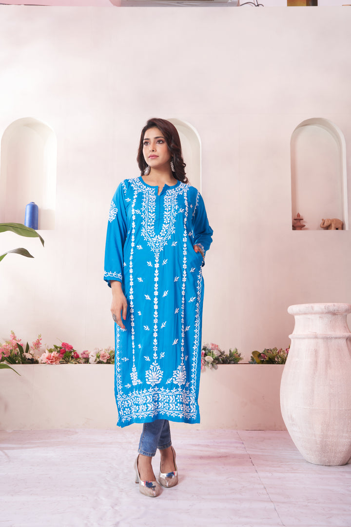 Imaan Chikankari Modal Pocket Kurti