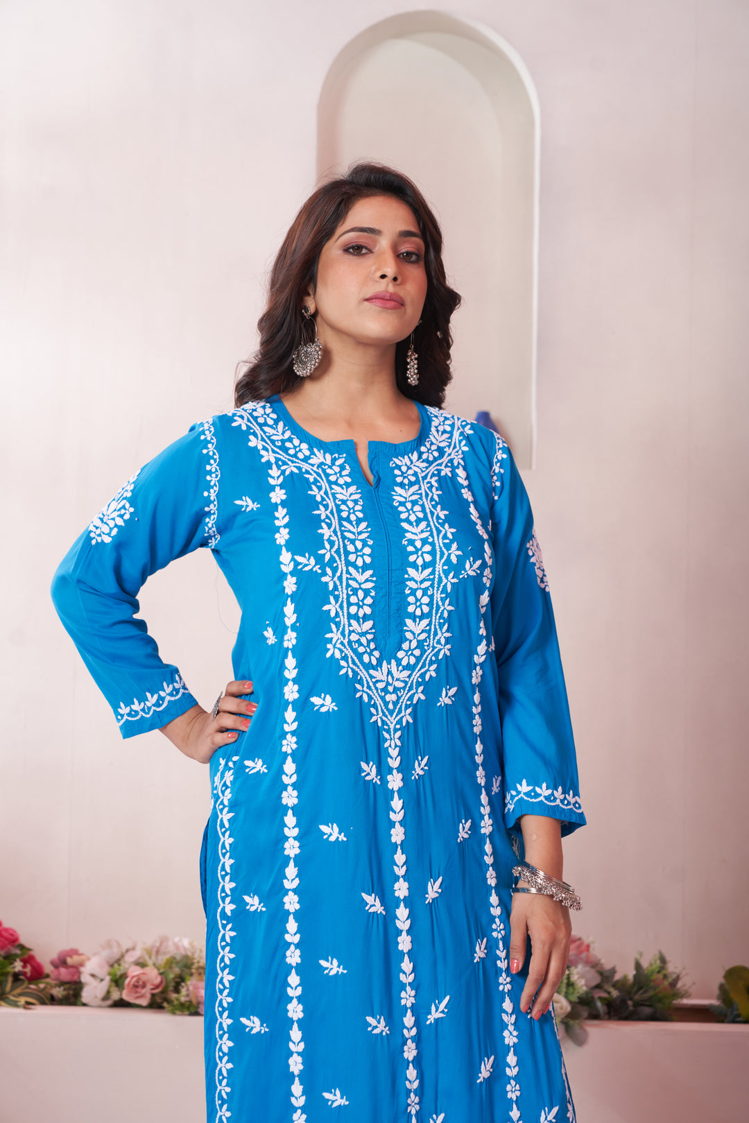 Imaan Chikankari Modal Pocket Kurti