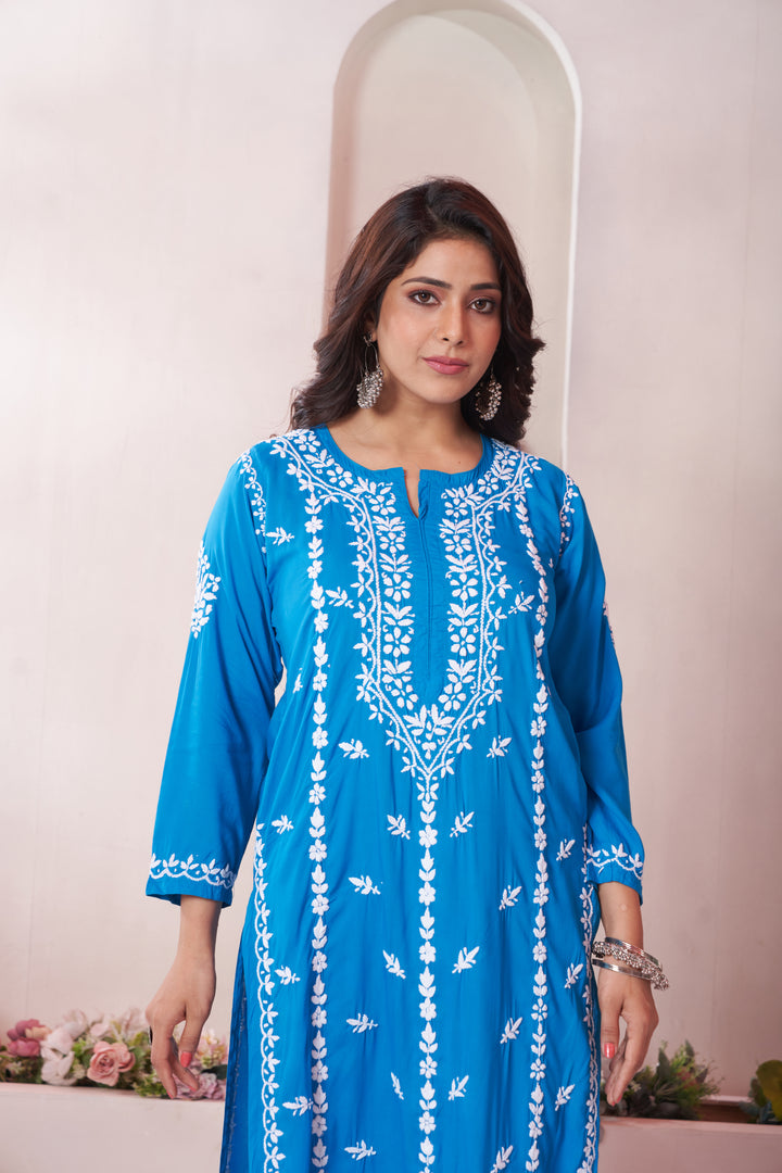 Imaan Chikankari Modal Pocket Kurti