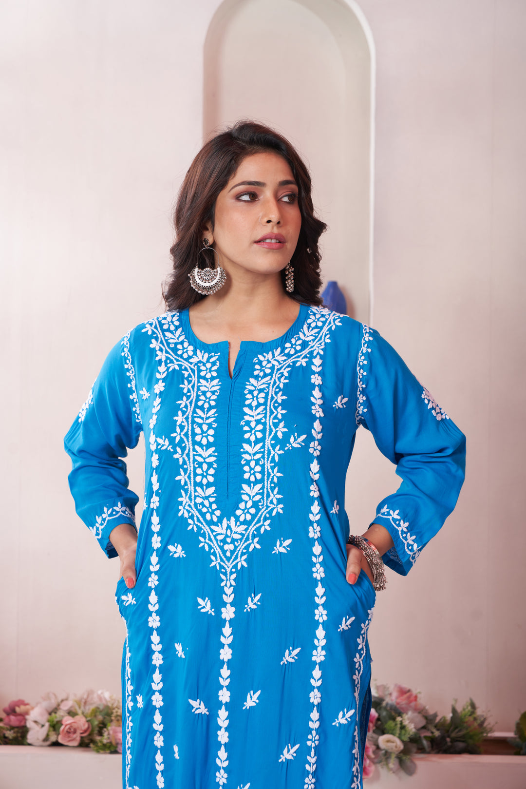 Imaan Chikankari Modal Pocket Kurti