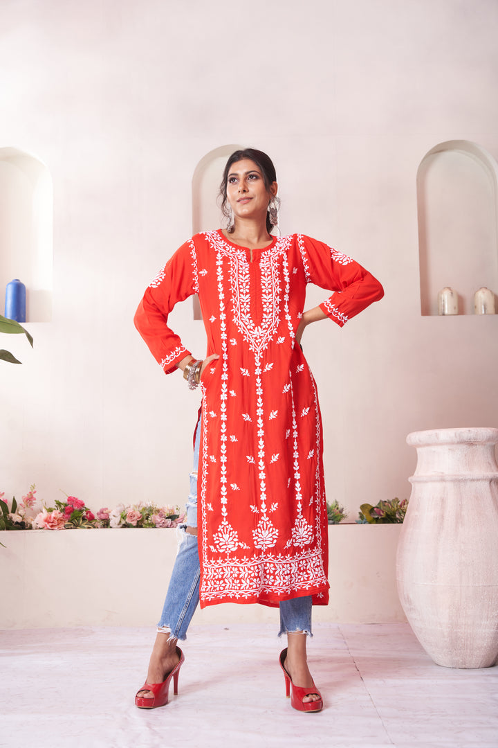 Imaan Chikankari Modal Pocket Kurti