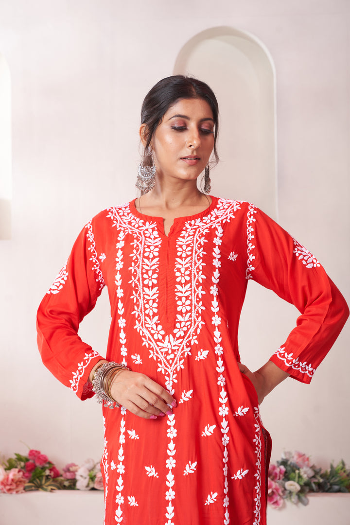 Imaan Chikankari Modal Pocket Kurti