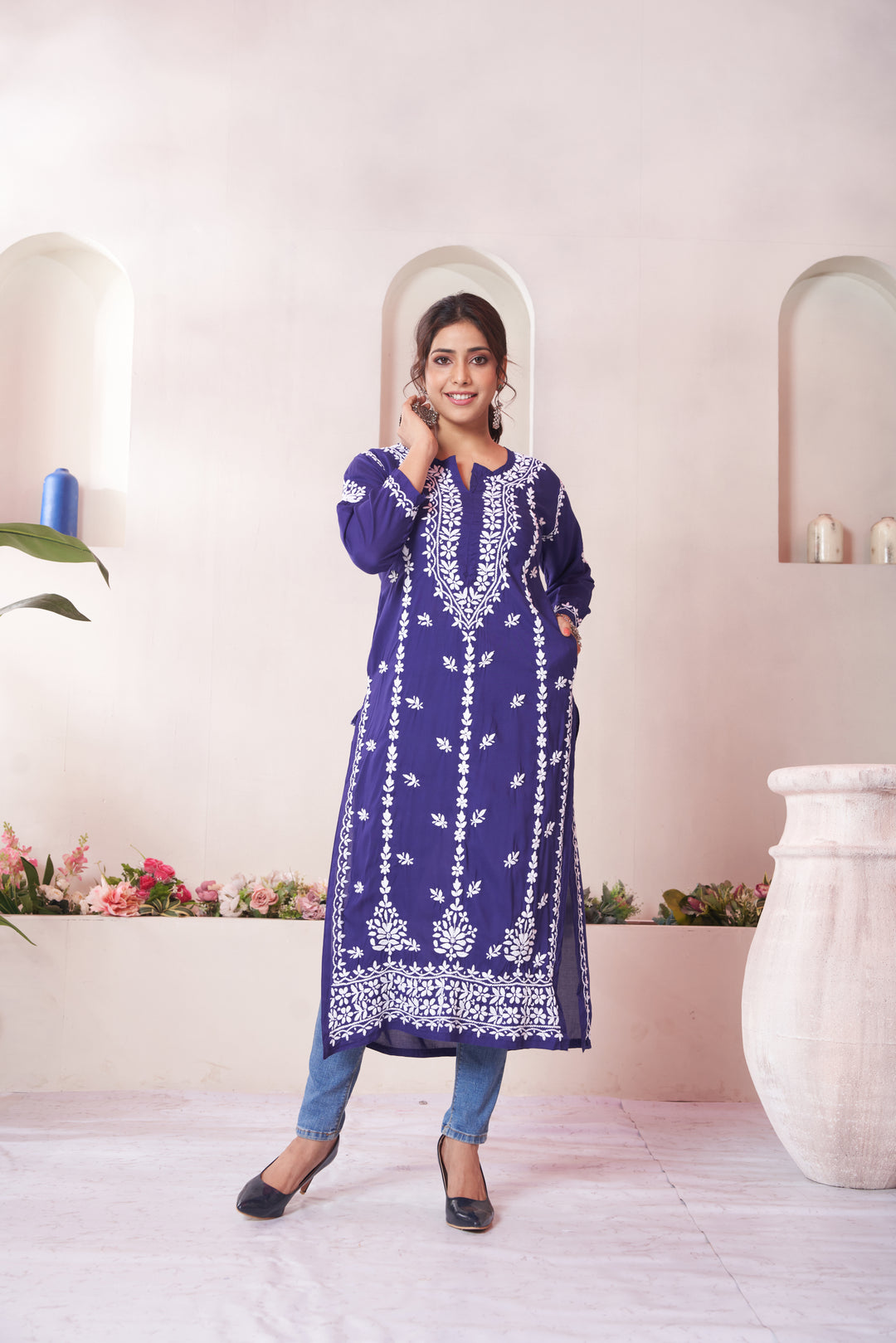 Imaan Chikankari Modal Pocket Kurti