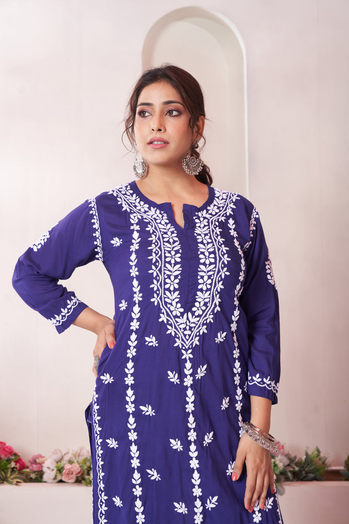 Imaan Chikankari Modal Pocket Kurti