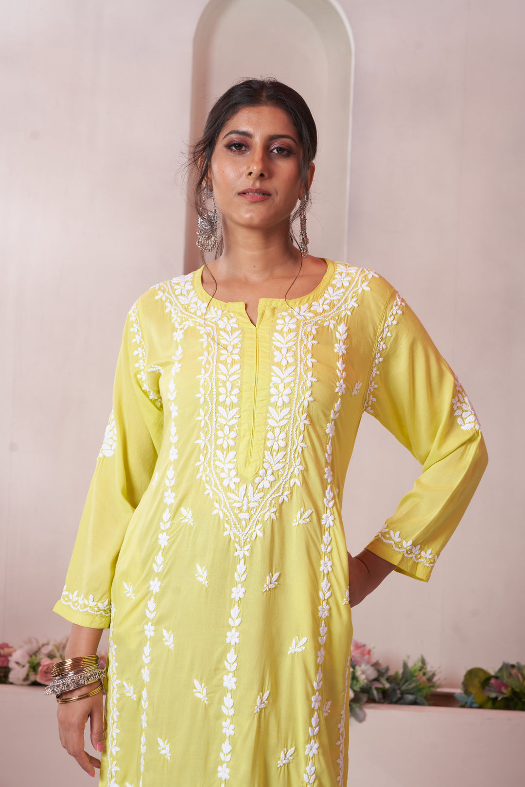 Imaan Chikankari Modal Pocket Kurti