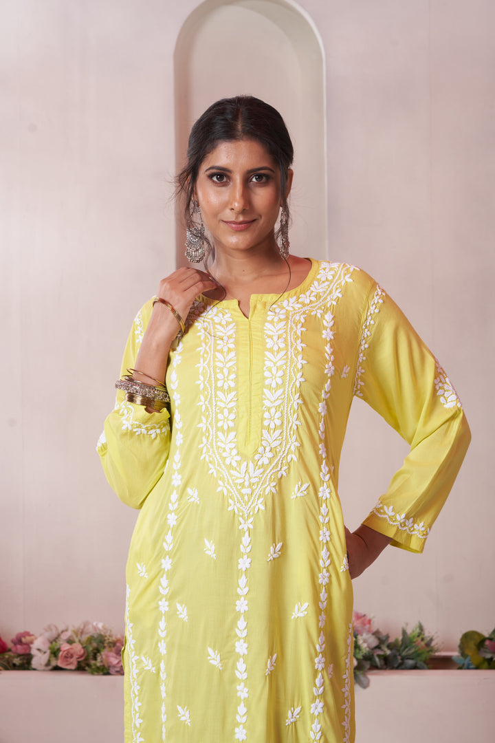 Imaan Chikankari Modal Pocket Kurti