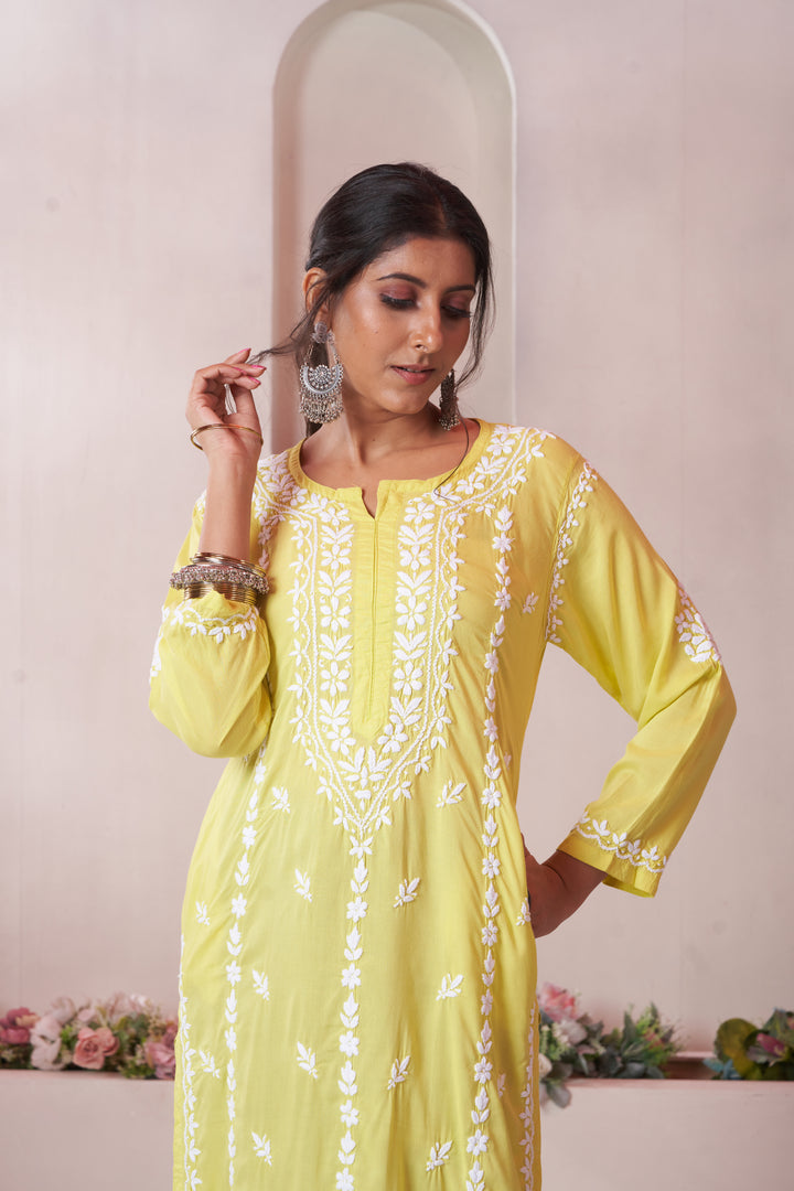 Imaan Chikankari Modal Pocket Kurti