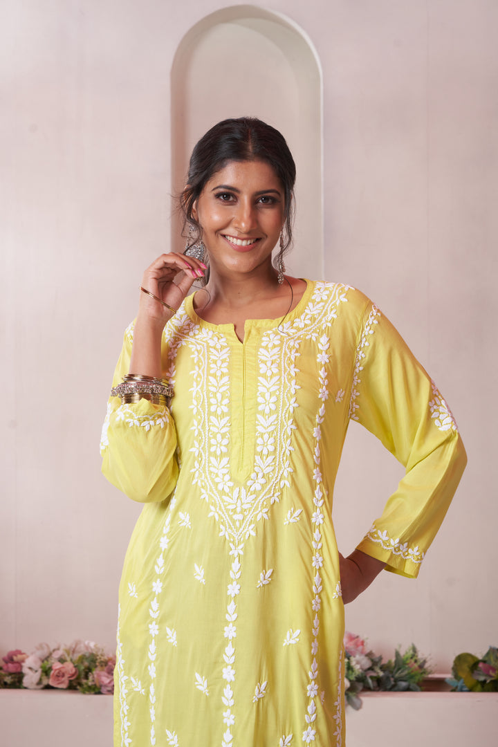 Imaan Chikankari Modal Pocket Kurti