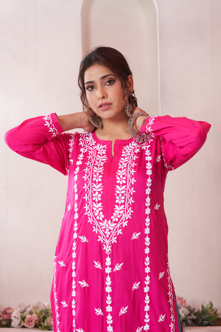 Imaan Chikankari Modal Pocket Kurti