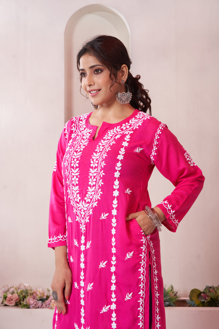 Imaan Chikankari Modal Pocket Kurti